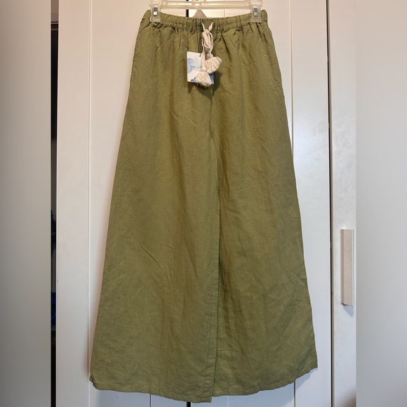 Majorelle Jazmine Pants in Green Wide-Leg Linen Blend Pants size S - Picture 3 of 11